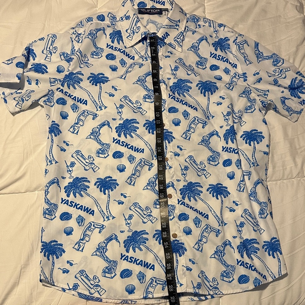 Blue and White Casual Men's Shirt